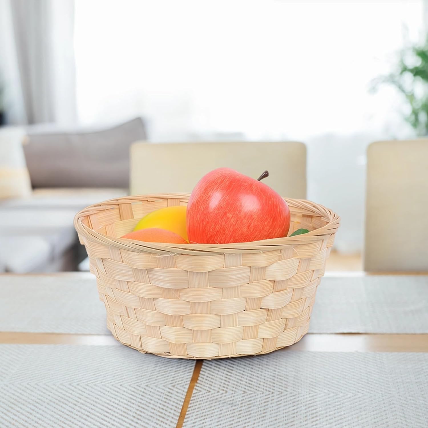 Small Round Baskets, 12-Piece Set, Rustic Wood, Kitchen Storage & Serving, Fruit, Bread, Party Decor