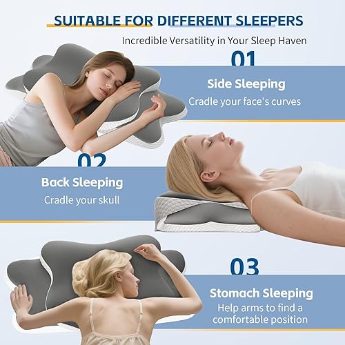 Miniatura 5 de Almohada cervical para el cuello para aliviar el dolor de cuello y hombros, almohada de espuma viscoelástica, almohadas ergonómicas de contorno