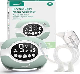 GROWNSY Electric Nose Suction for Baby, Hospital-Grade Nasal Aspirator with Night Light,Soothing Lullabies, Baby Nose Sucker with 9 Adjustable Suction Levels, Green