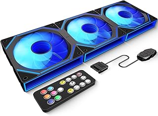 FC120 3-in-1 Integrated ARGB Case Fans, 120mm PWM PC Cooling Fan with Infinity Mirror, Daisy Chain, Remote Control, High Airflow HDB Bearing - Reverse Blade Version