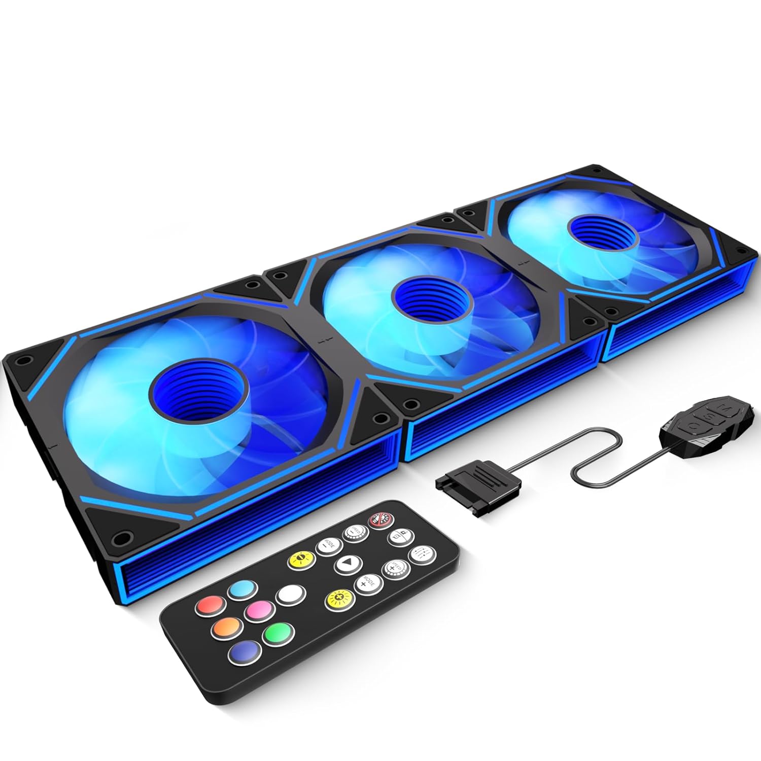 FC 120mm Case Fans 3Pack, Infinity Mirror PWM Reverse PC Cooling Fan with Multiple Lighting Modes, ARGB Sync & Remote Control, Daisy Chain, High Airflow HDB, Compatible with CPU Liquid Coolers