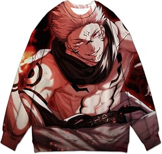 ZOSUO Fashion Breathable Sweaters Pullover 3D High-Precision Printing Jujutsu Kaisen Graphic Ryomen Sukuna Loose And Comfortable Athletic Long-Sleeve Streetwear Tops