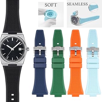 YISIWERA Quick Release Rubber Watch Band for Tissot PRX, FKM Silicone Strap for Men Women Tissot PRX 40mm Watch Series with Tang Buckle
