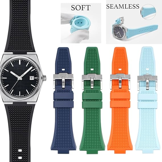 YISIWERA Quick Release Rubber Watch Band for Tissot PRX, FKM Silicone Strap for Men Women Tissot PRX 40mm Watch Series with Tang Buckle