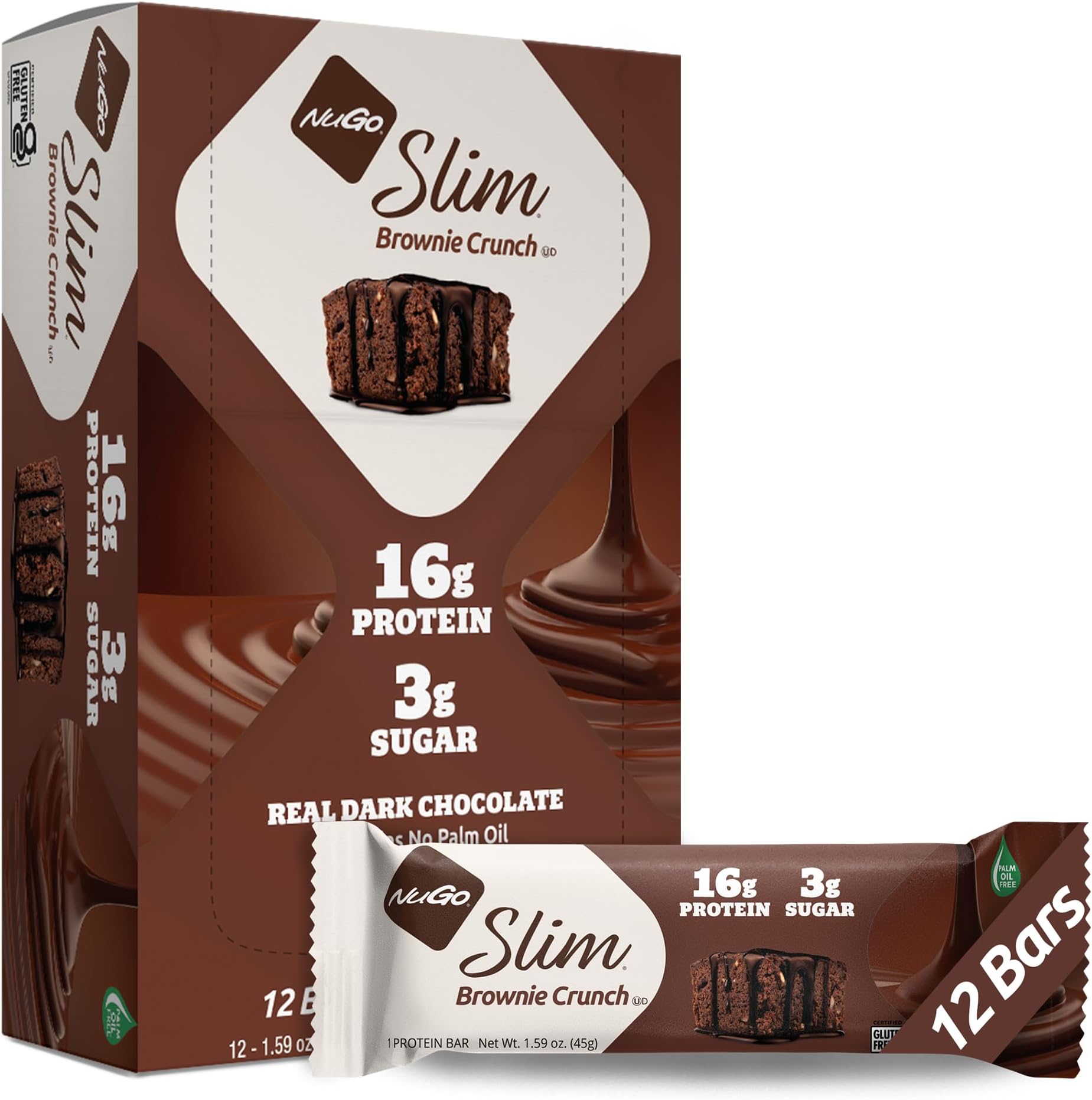 NuGO Slim Brownie Crunch, 1.59-Ounce (Pack of 12)