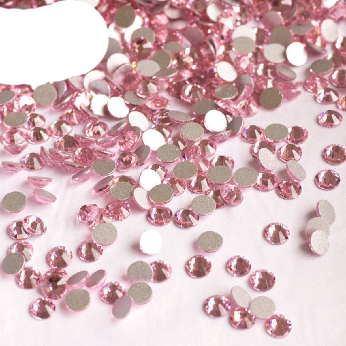 Crystal AB Nail Art Strass Flatback Vetro lucido Pietre per unghie Gemme per unghie 3D Decorazioni per manicure fai da te-Rosa chiara, SS34 288 pezzi