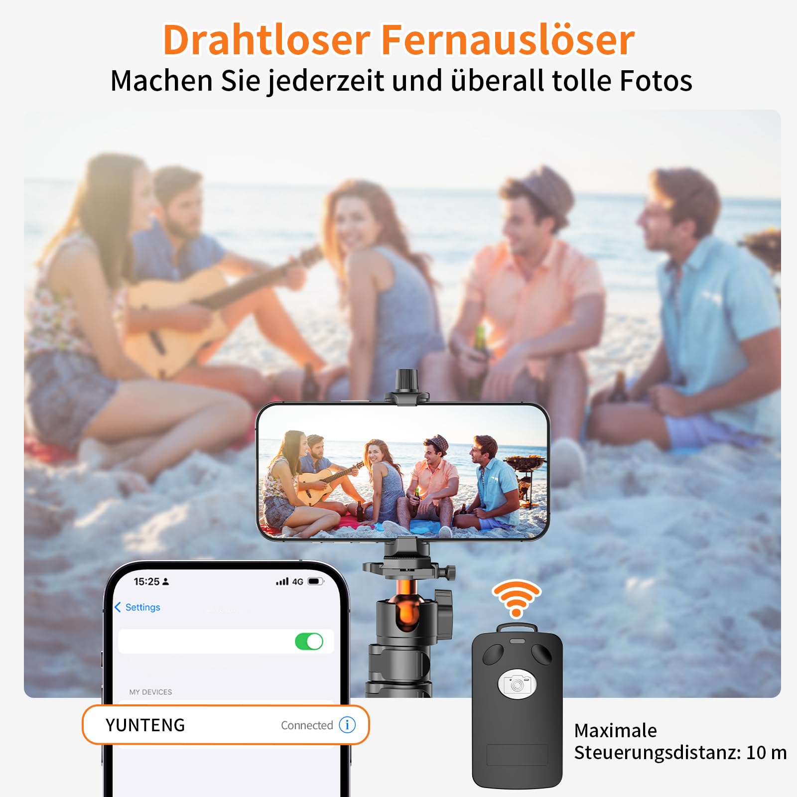 XXZU 191cm Stativ Kamera, Handy Stativ mit Fernauslöser, Leichtes Aluminum Stativ für Smartphone mit Handyhalterung und 360° Kugelkopf, Reisestativ für DSLR/Smartphone/Ringlicht/Webcam