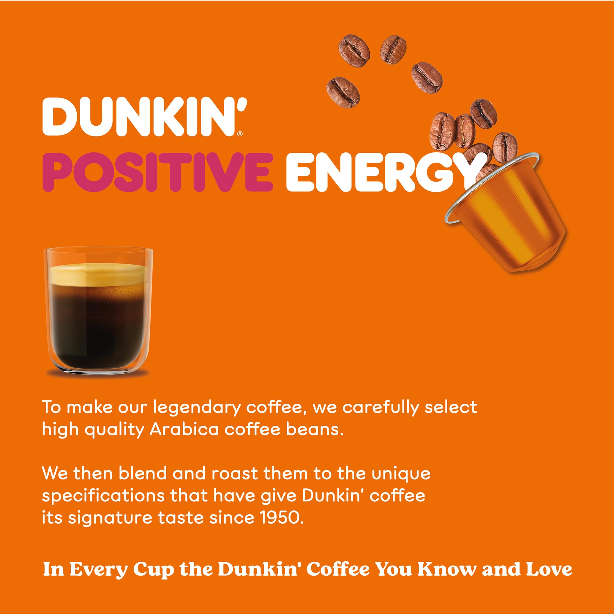 Dunkin’ Donuts Signature Blend – 100 kapsułek kawy kompatybilnych z Nespresso – 100% Arabica – Ekskluzywna mieszanka – Kawa bogata, zrównoważona i aromatyczna