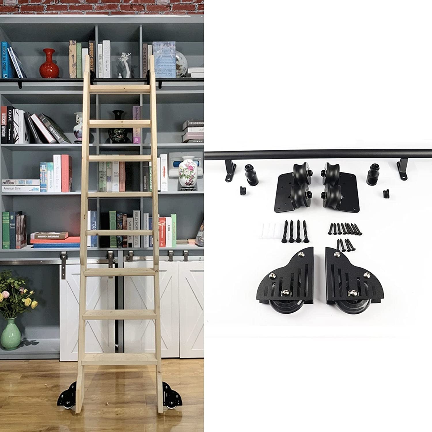 Kit de rail pour échelle coulissante MObyat complet avec roulettes au sol et extension
