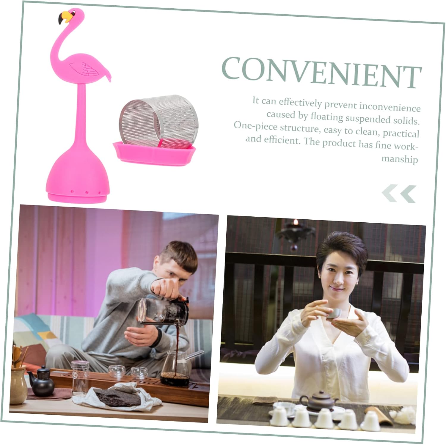 Reusable Silicone Tea Infuser with Stainless Steel, Dense Hole Filter