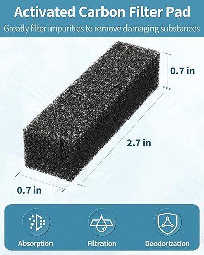 Miniatura 2 de Pawfly 6 almohadillas de filtro de carbón activado para Aqueon QuietFlow LED PRO filtro de energía de acuario modelo 10 mini pecera esponja de