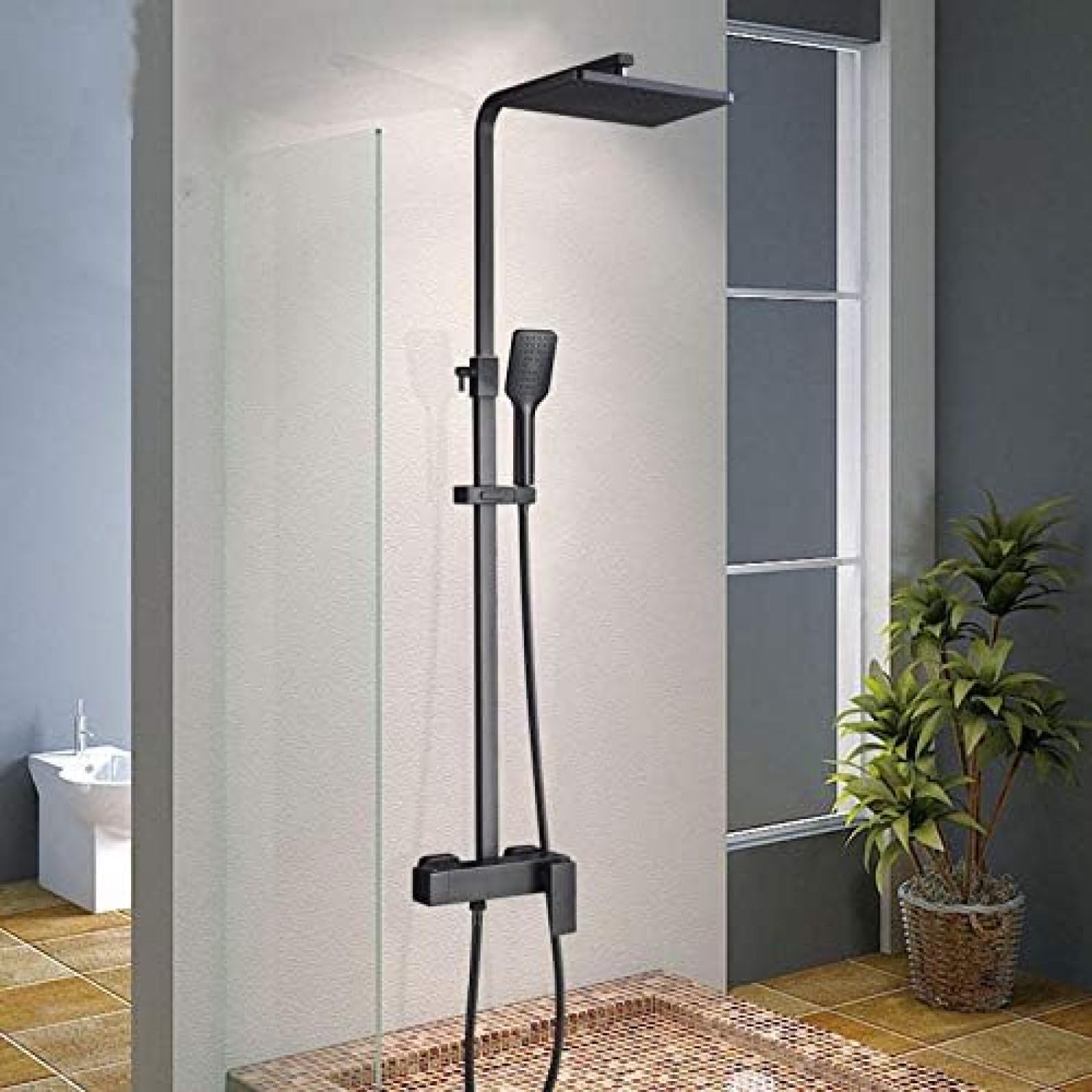 Ensemble de douche de luxe noir double modèle pour mitigeur d'eau chaude et froide