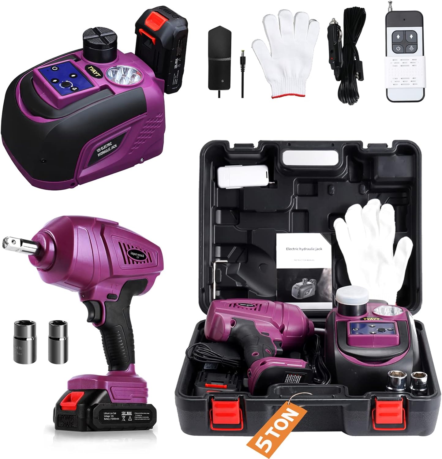 Electric Car Jack TYAYT 5 Ton Cordless Electric Car