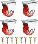 PATIKIL 1.5 Inch Fixed Caster Wheels, PVC No Bearing Small Non-Swivel Casters Wheels for Furniture Drawers Storage Bins DIY Project - 4pcs (Black)