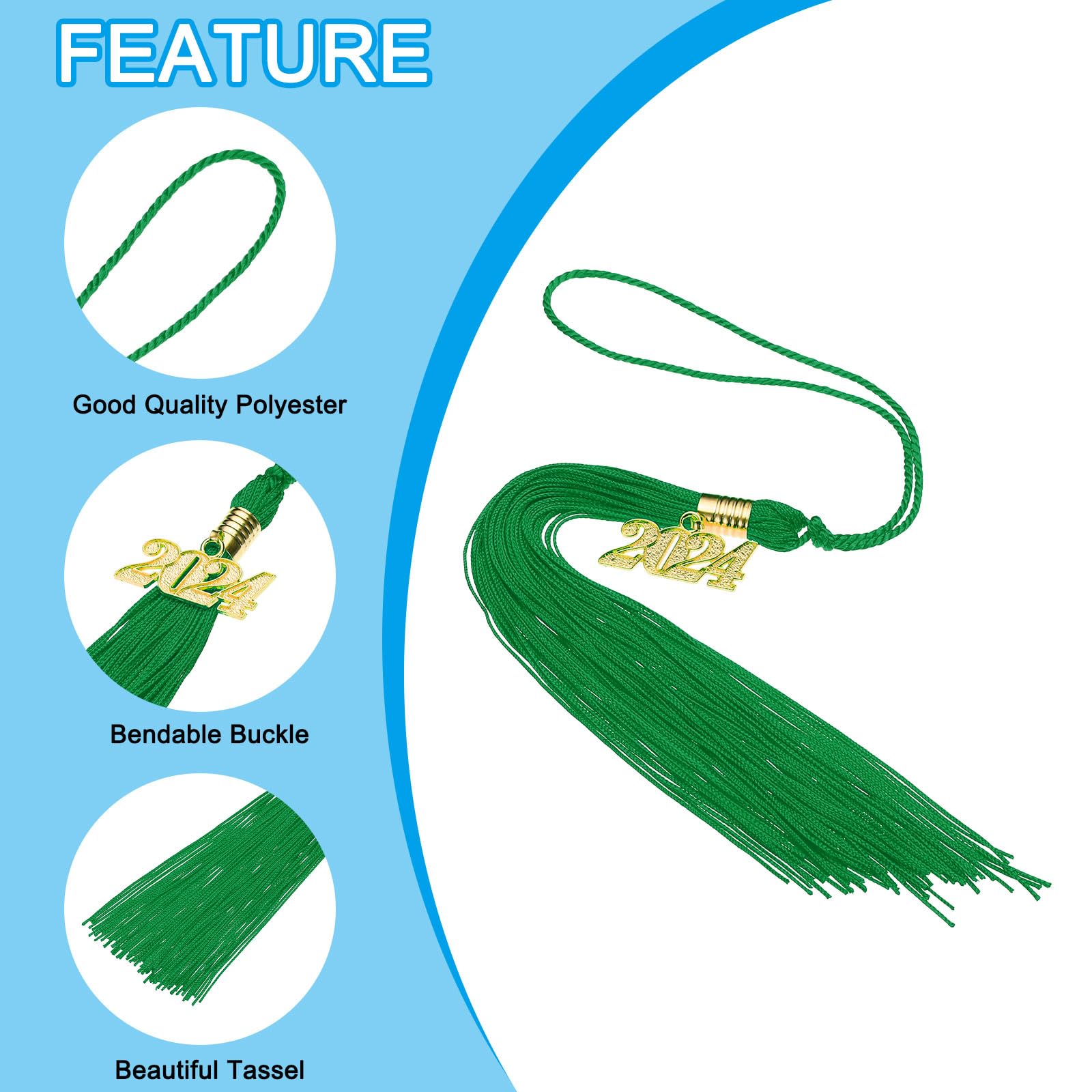 PATIKIL 2 Pcs Graduation Tassel with 2024 Gold Charm - Image 3