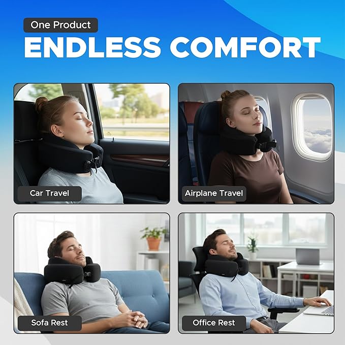 Almohada autoinflable Memory Foam ajustable cervical negro miniatura 8