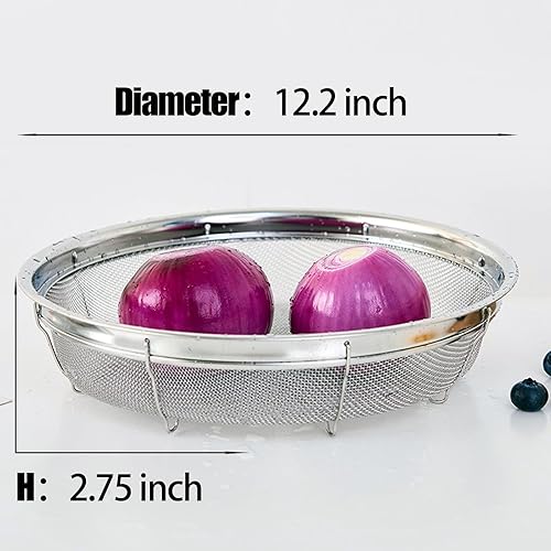 Miniatura 2 de Colador de malla fina para cocina, cuenco colador de acero inoxidable para pasta, arroz, fruta, cestas de red de metal con base de descanso,