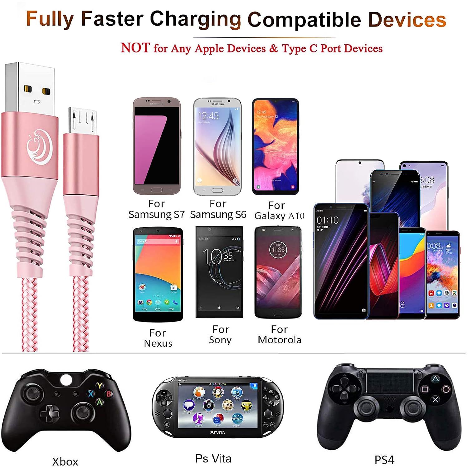 Aioneus Micro USB Cable Android Charger