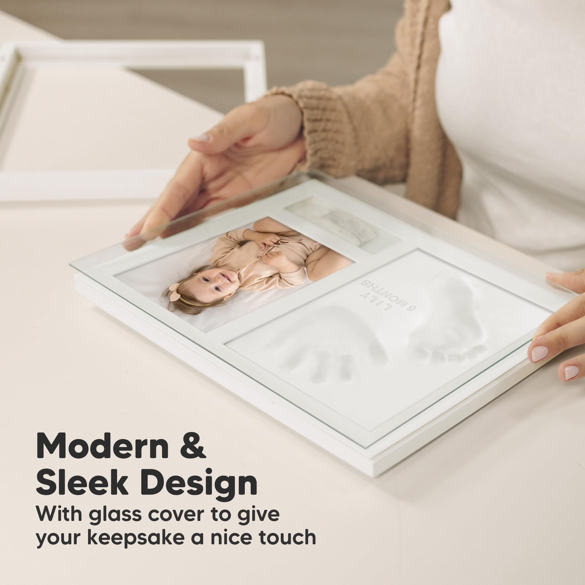 KeaBabies Personnalisé Kit d'empreintes de mains et pieds - Décor de chambre d'enfant imprimé mains et pieds - Kit d'impression de cadre photo pour bébé (Alpine White)