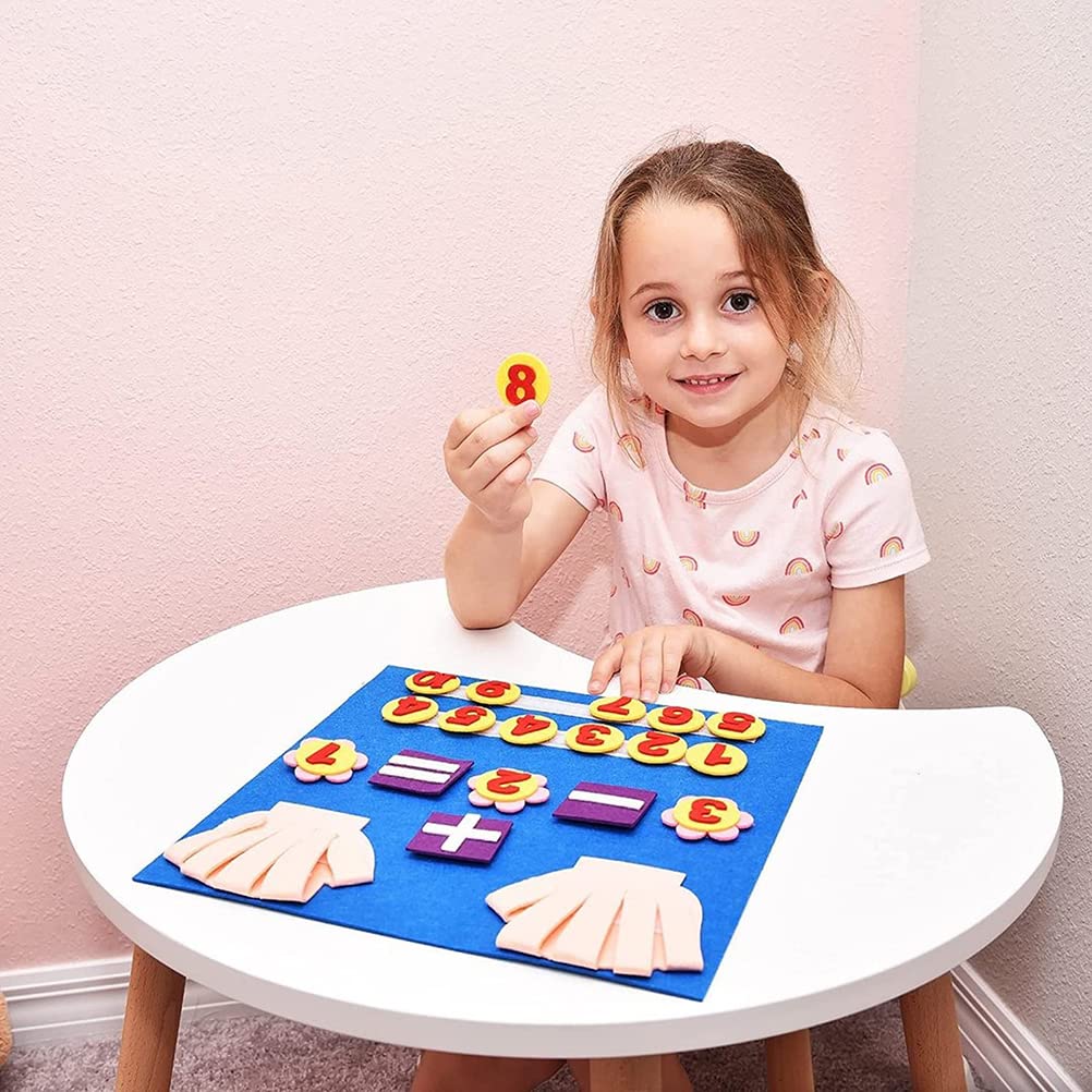 TARSHYRY Giocattolo per Contare la Lavagna in Feltro per Bambini, Aiuto per l'apprendimento dei Numeri, Strumento Educativo per la Scuola Materna e Prescolare (BLUE)