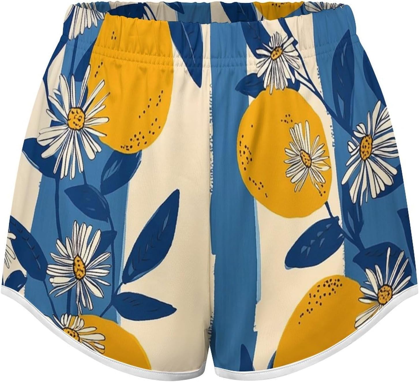 Citrus Prin Novelty Floral Tropical Print Shorts Ladies Lightweight Loose Holiday Beach Shorts