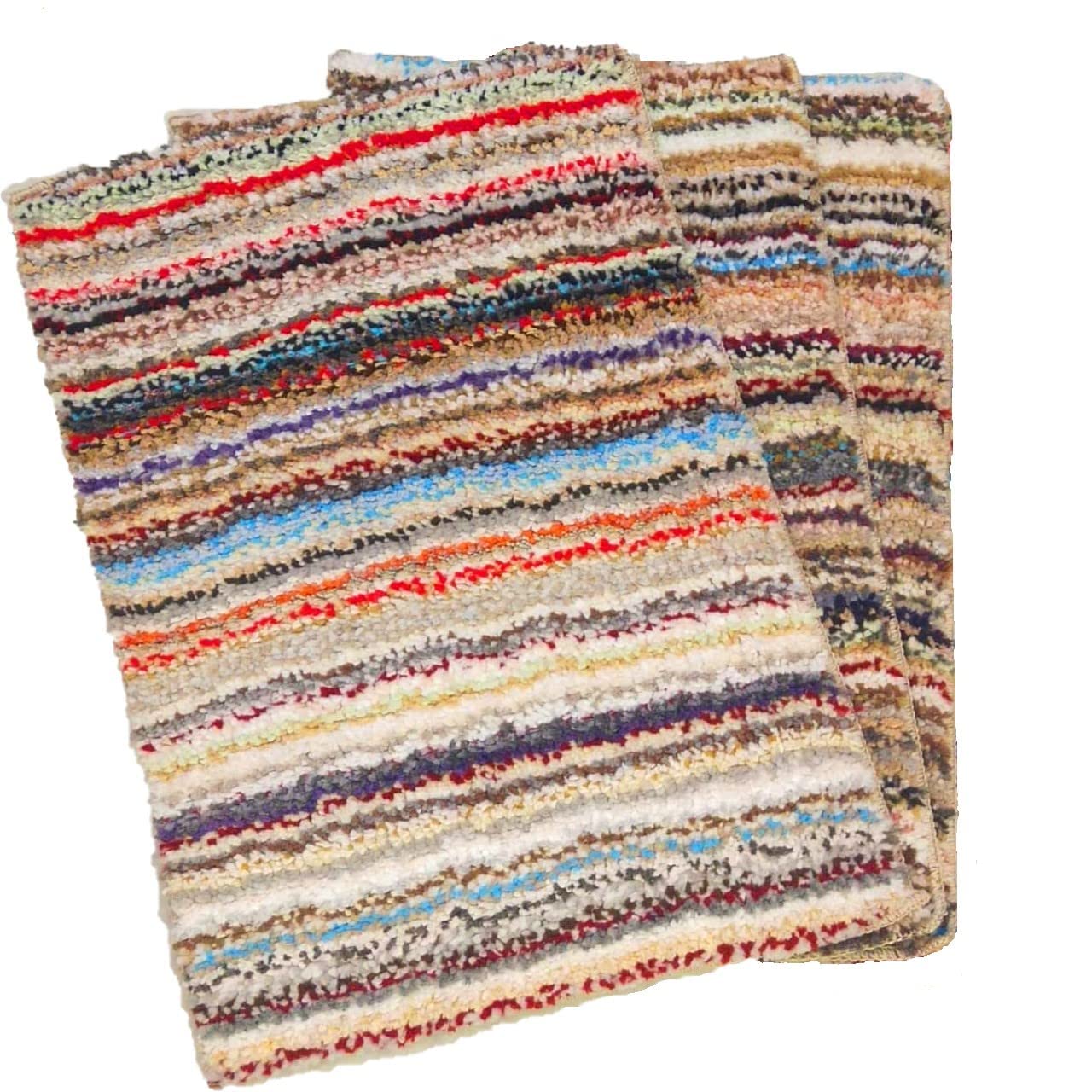 Inspire Creation 100% Recycled Cotton Bathmats for Home and Kitchen, Soft, Absorbent, Non-Slip, Oval Bathroom Rugs Set of 3 (Size 40 x 60)