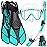 Ubekezele Snorkeling Gear for Adults Men Women,4 in 1 Snorkel Set with Panoramic View Diving Mask Anti-Fog Anti-Leak,Dry Top Snorkel,Fins and Travel Bag for Swimming,Snorkeling and Travel Diving