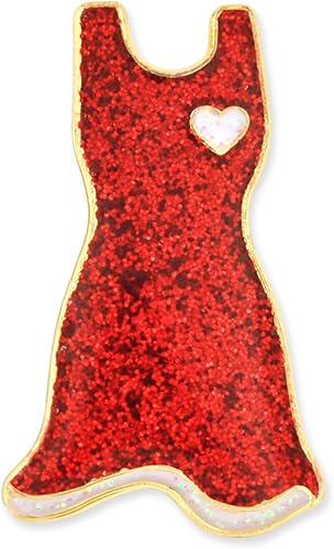 PinMart Pin de solapa esmaltado para concientización de enfermedades cardíacas, pin de cinta roja niquelada, apoya la salud del corazón, broche de