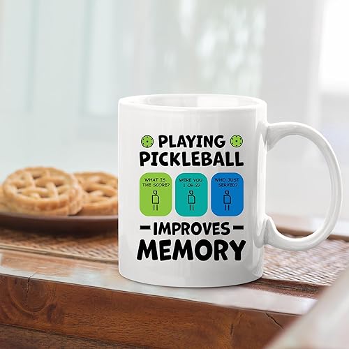 Miniatura 5 de Panvola Taza de cerámica Playing Pickleball Improves Memory Pickleball Lovers Gifts Coffee Cup 11 oz White Novelty Drinkware (11 oz)