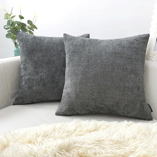 Booque Valley Fundas de almohada decorativas, fundas de cojín de felpilla gruesa de textura moderna para cama y sofá, hechas a mano, fundas de