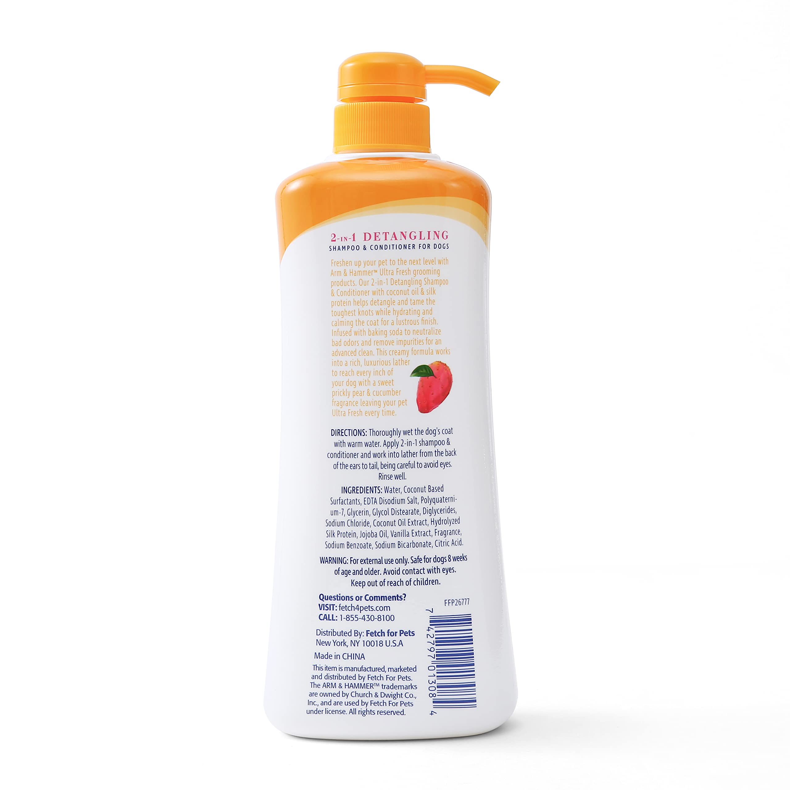 Arm & Hammer for Pets Ultra Fresh Detangling Dog Shampoo + Conditioner, Value Size 24oz, Dog Conditioner, Great Smelling Dogs Grooming Supplies, Dogs Bathing Supplies, 1