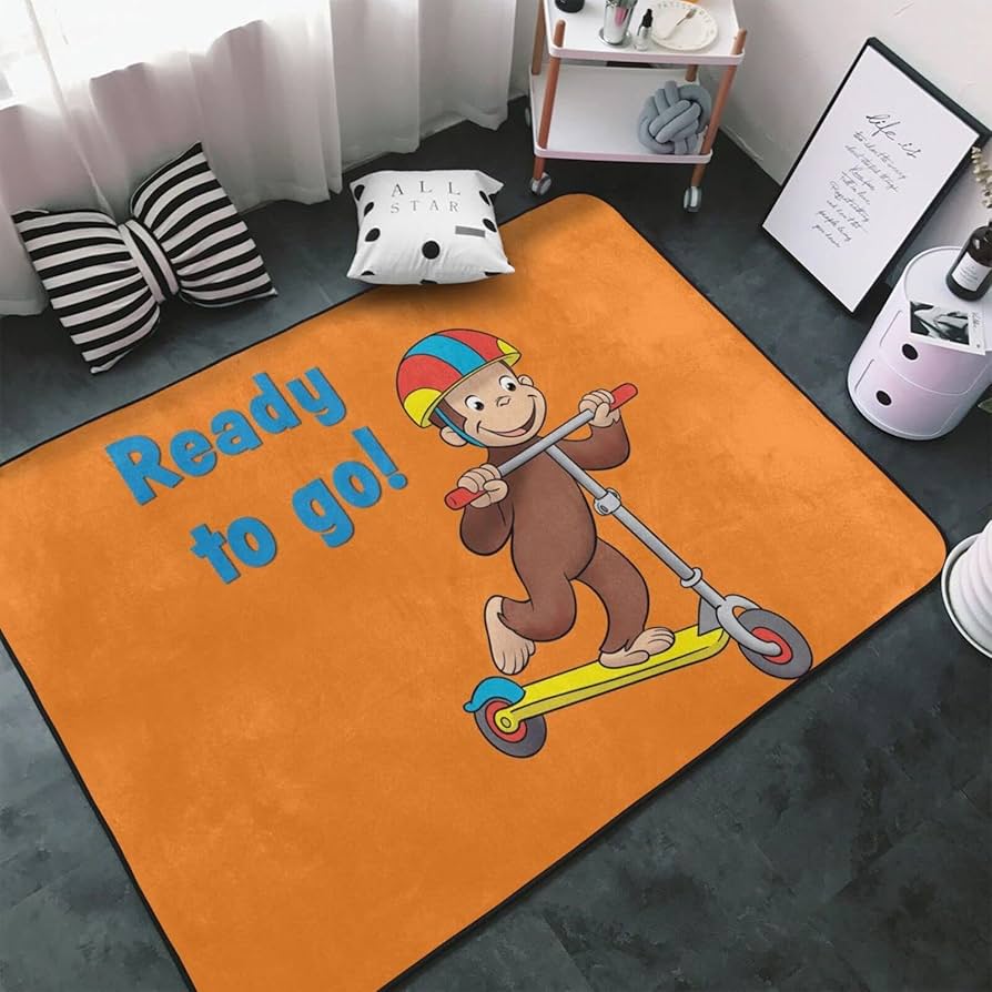 Amazon | おさるのジョージ カーペット 長方形 ラグマット ラグ