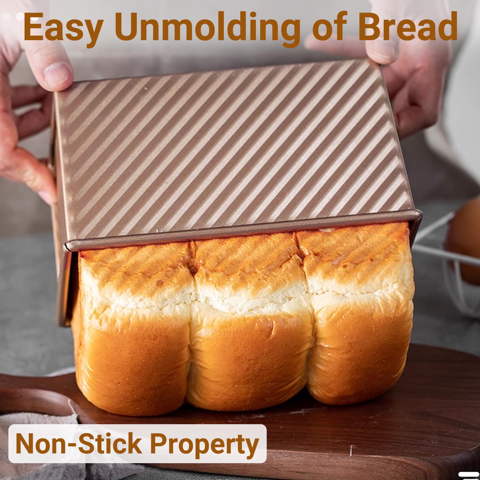 Juego de 2 Moldes para Pan con Tapa – Molde Antiadherente para Pan de molde, Bizcochos, Molde Rectangular Reposteria con Tapa para Uso Doméstico, incluye 1 Espátula de Silicona y 1 Brocha de Silicona