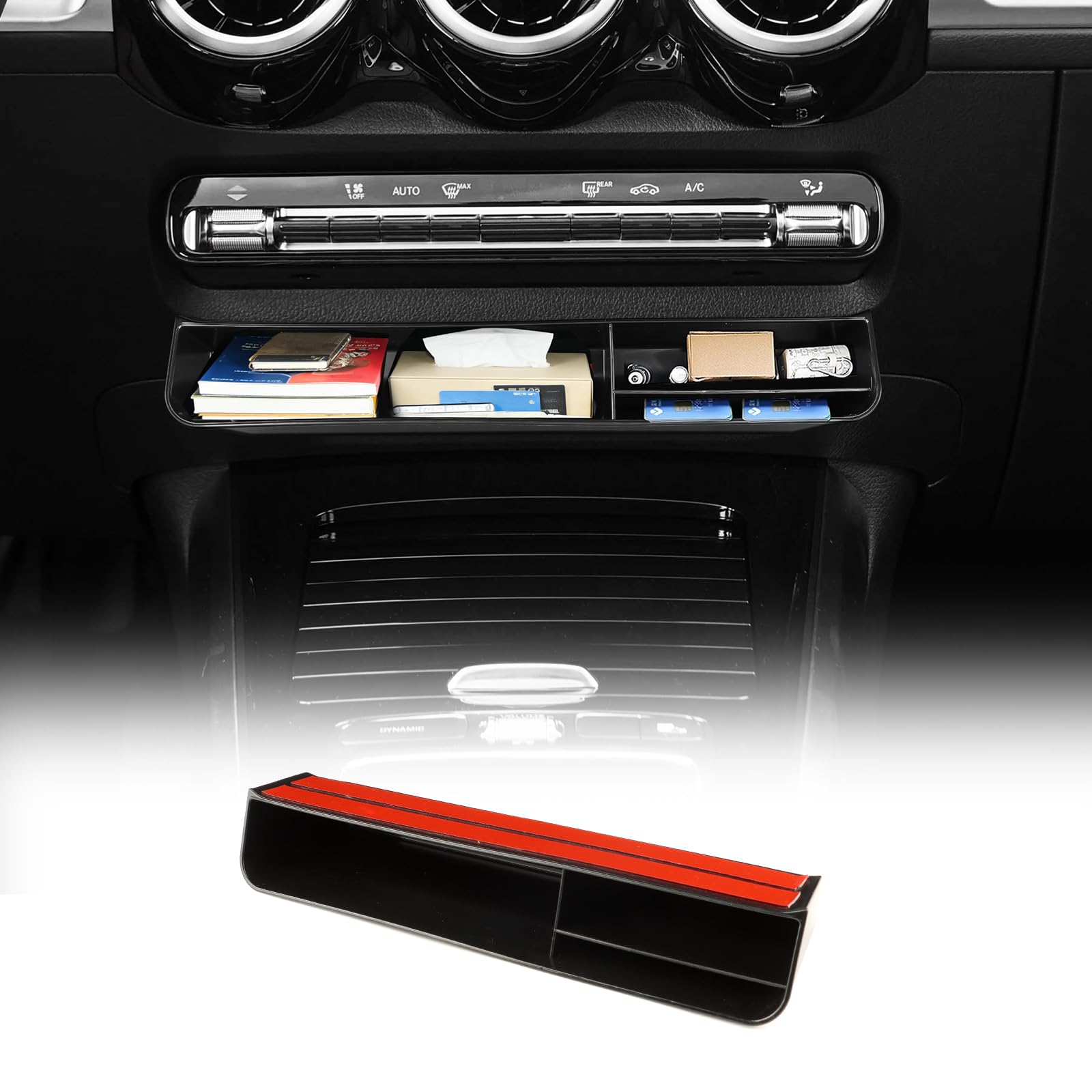 KUNGKIC Pour Mercedes-Benz Classe A B W177 W247 GLA X156 GLB X247 CLA W118 GLE GLS W167 ABS Boîte de rangement centrale de commande automobile Pièces intérieures de l'automobile Accessoires pour