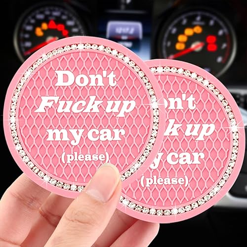 Miniatura 5 de Ziciner Paquete de 2 Posavasos Brillantes para Portavasos de Automóvil con Tapa para Botón de Inicio y Parada, Almohadilla de Goma Suave con