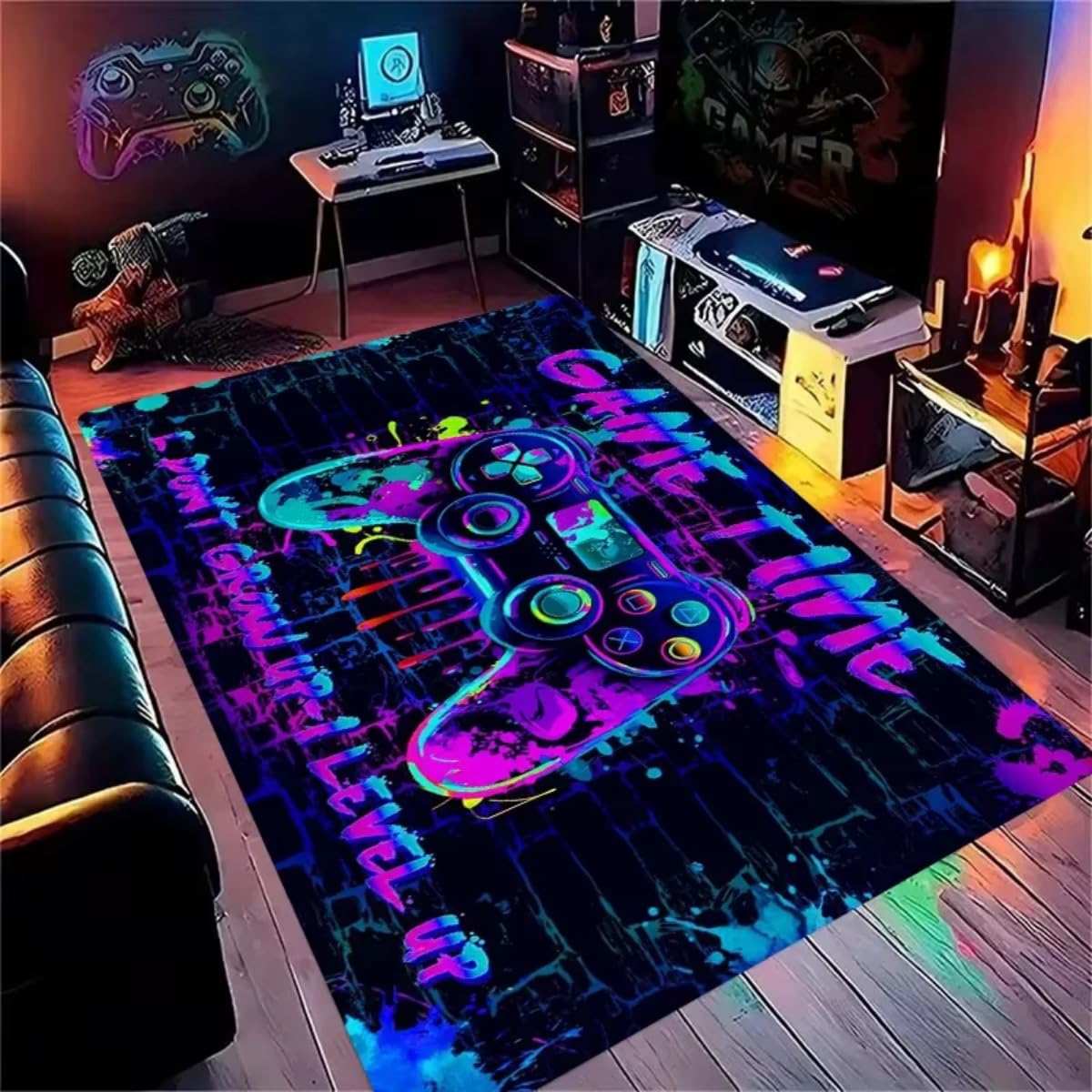 Tapis de game 3D cool de 120x180cm pour déco de chambre ado