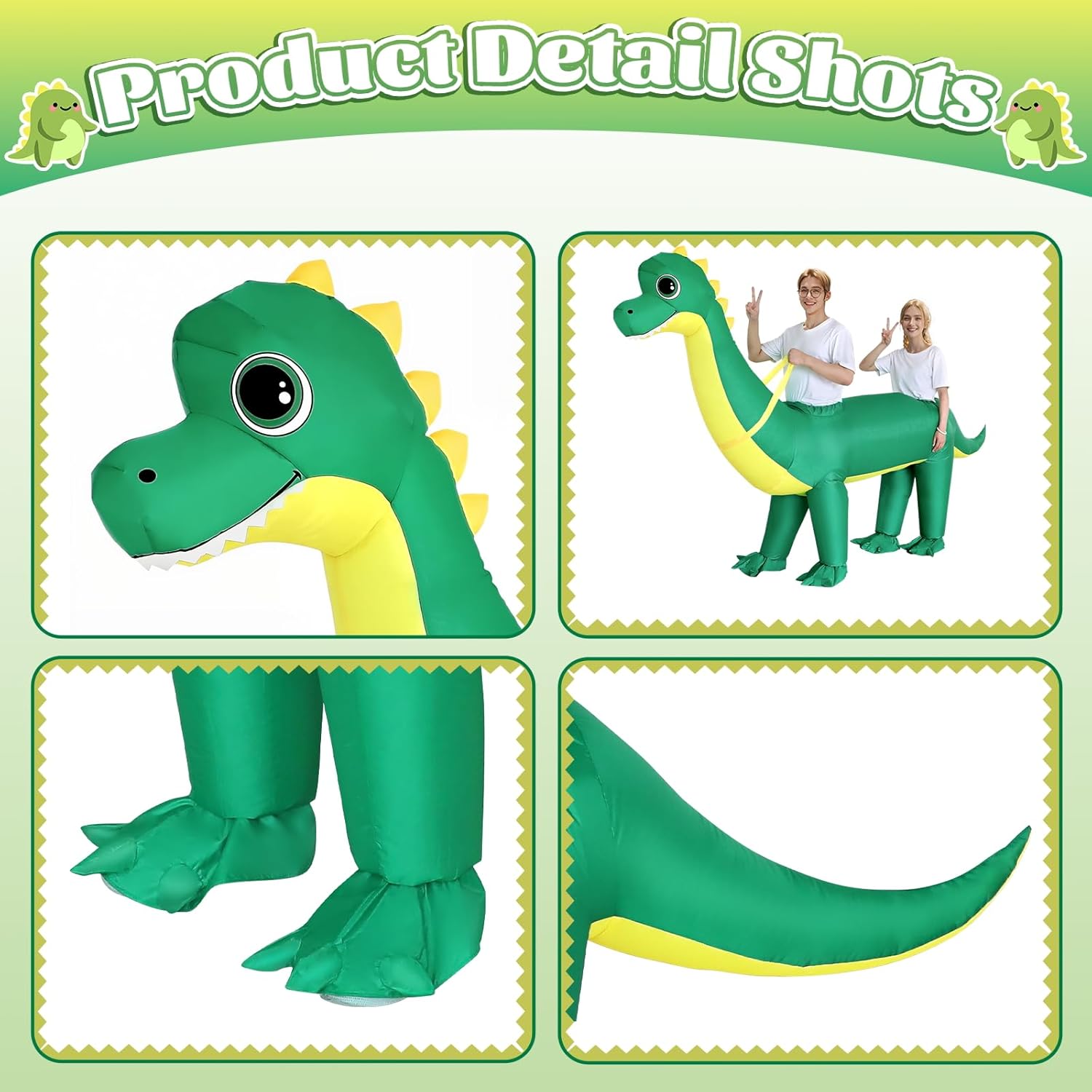 XYJKIDSES Inflatable Dinosaur Costume for Couples Halloween Costumes for Adults Funny 2025 New Inflatable Costume 2-Person Brachiosaurus Costumes Blow Up Costumes for Cosplay Party