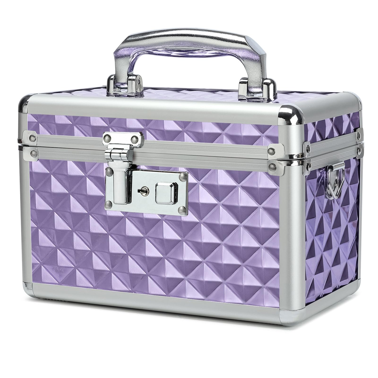 Hewei Works Purple Storage Box With Key Lock, Lockable Medicine Storage Box, Empty First Aid Box, Security Lock Box, Multipurpose Locking Box For Home And Outdoor Use (, Small)