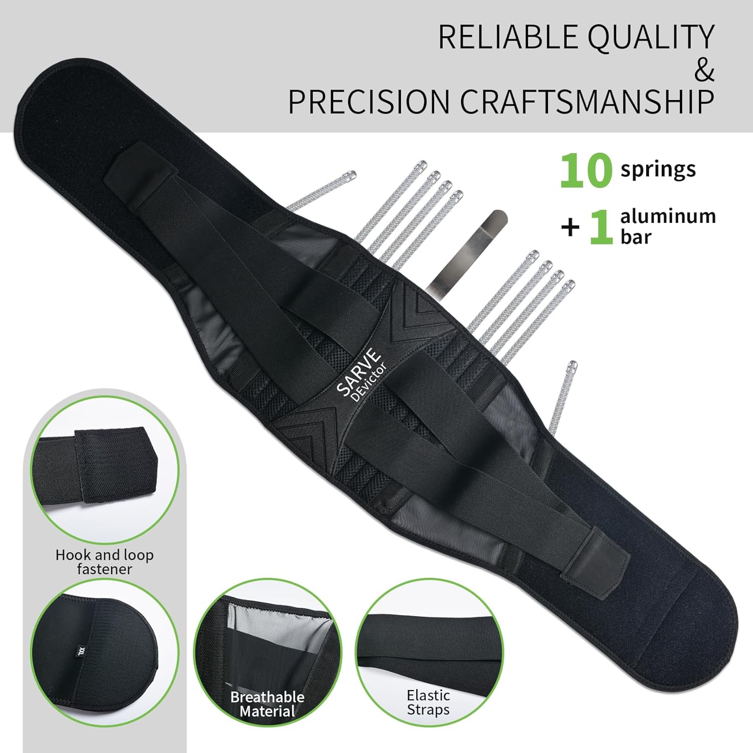 Lower Back Brace Adjustable & Breathable Lower Back Brace for Women and Men, Lumbar Back Support Belt Ideal for Work, Workout, Exercise, Running, Lifting, Walking, Fitness & Daily Comfort (4*Spring Bar & 1*Steel Plate, M(30"-34"))
