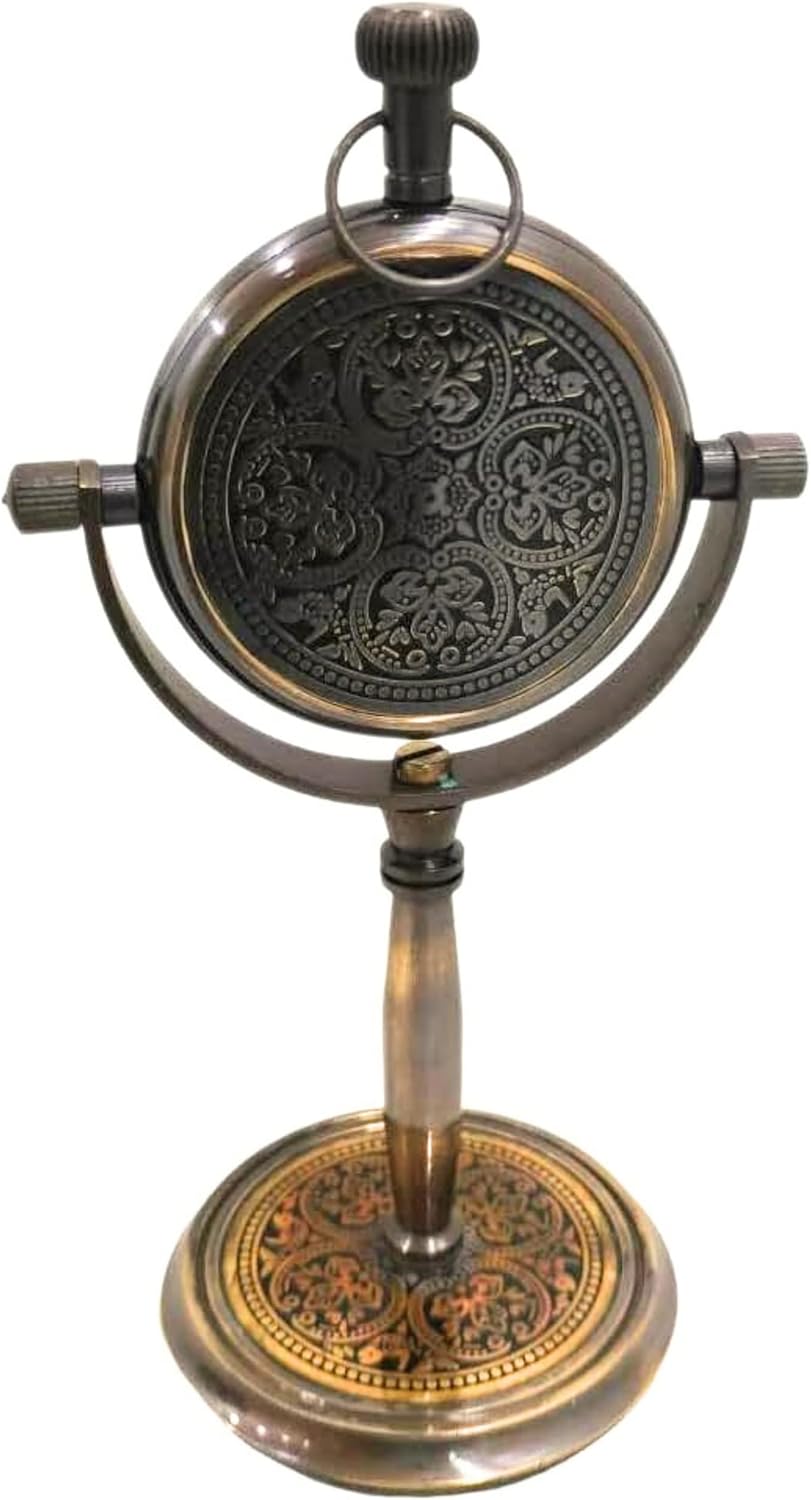 Vintage Antique Mantle Table Clock Brass Handcrafted Retro Base Analog Marine Clock for Home Office Desk Shelf Decor Nautical Gift Collectible