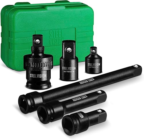 Miniatura 1 de Juego de extensión de enchufe de impacto de 38 pulgadas y adaptador de enchufe, juego de 6 piezas reductores, barras de extensión de 1.75 pulgadas,