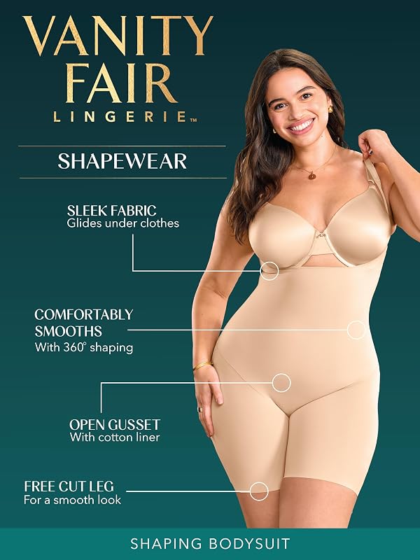 Vanity Fair Women's All Over Smoothing Shapewear for Tummy Control: Tops, Bottoms, Body Suits, Shaping Wear-Your-Own-Bra Bodysuit - Neutral, Medium by Vanity Fair - Image 4