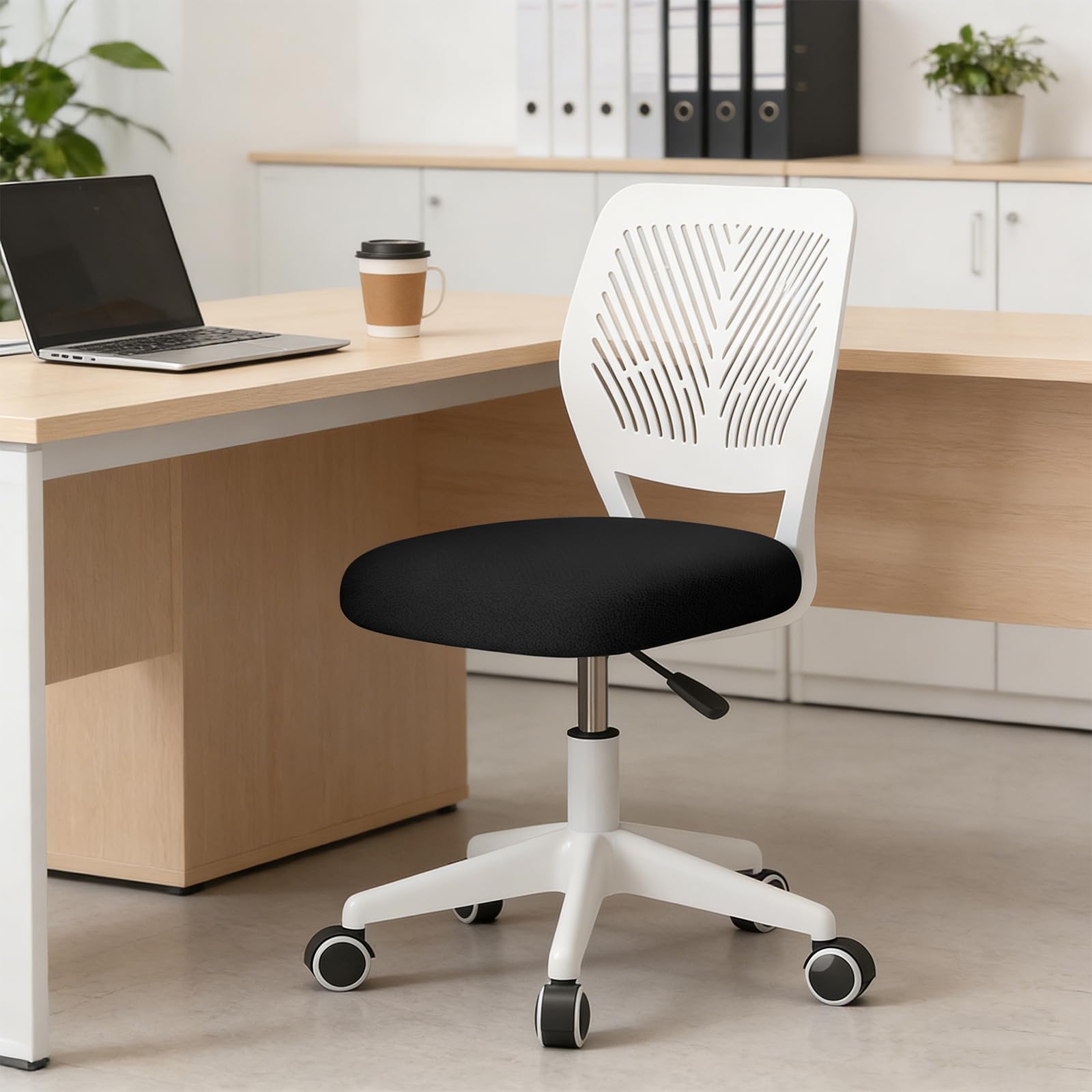 HDHNBA Adjustable Drafting Swivel Chair Home Office Chair Armless, Office Desk Chair Round Rolling Stool with Back