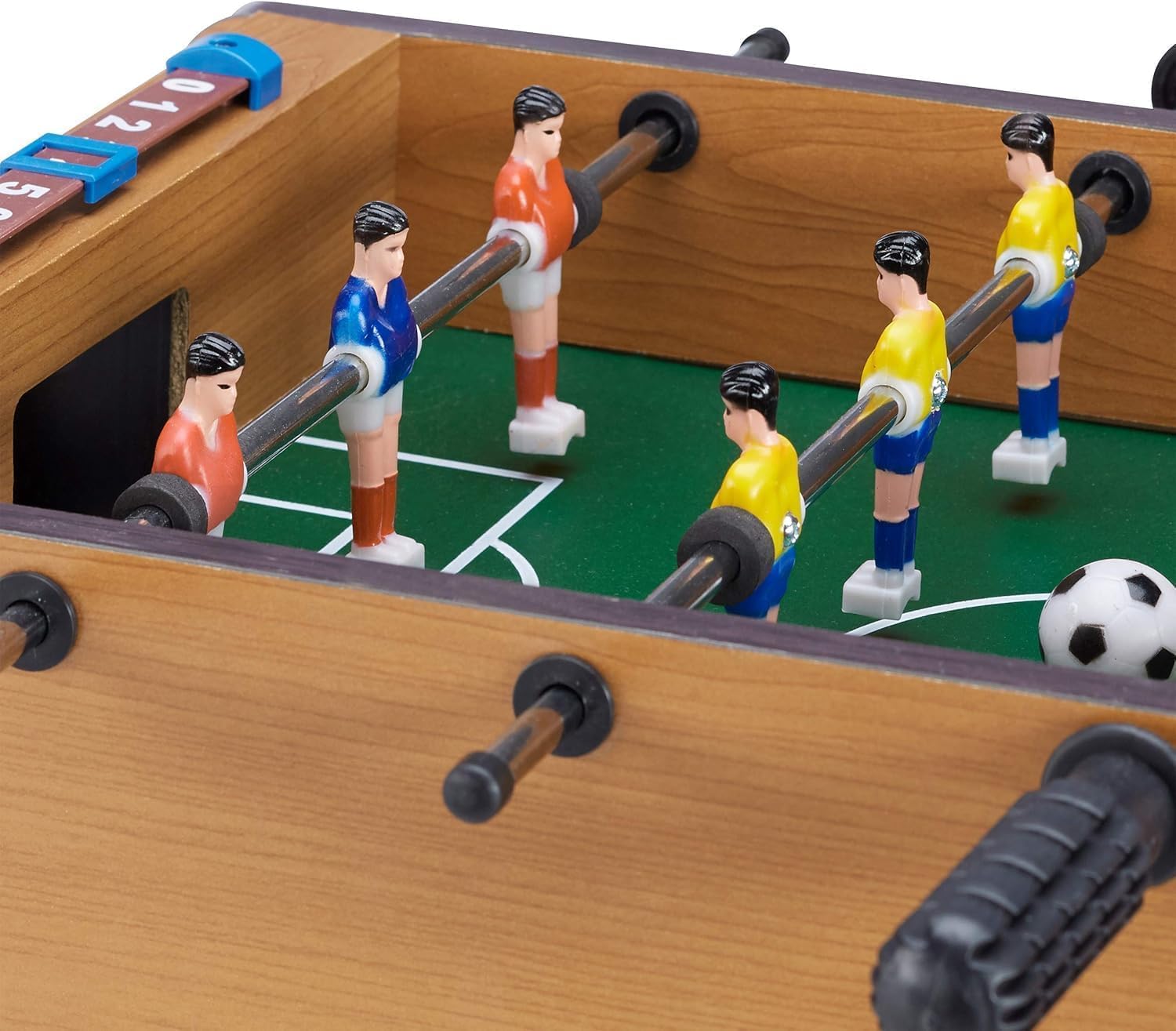 Futbolín de madera para mesa de 51 x 31 cm, futbolín de mesa de madera con marcador de puntos, juego de futbolín, futbolín, para niños y adultos, juego de madera