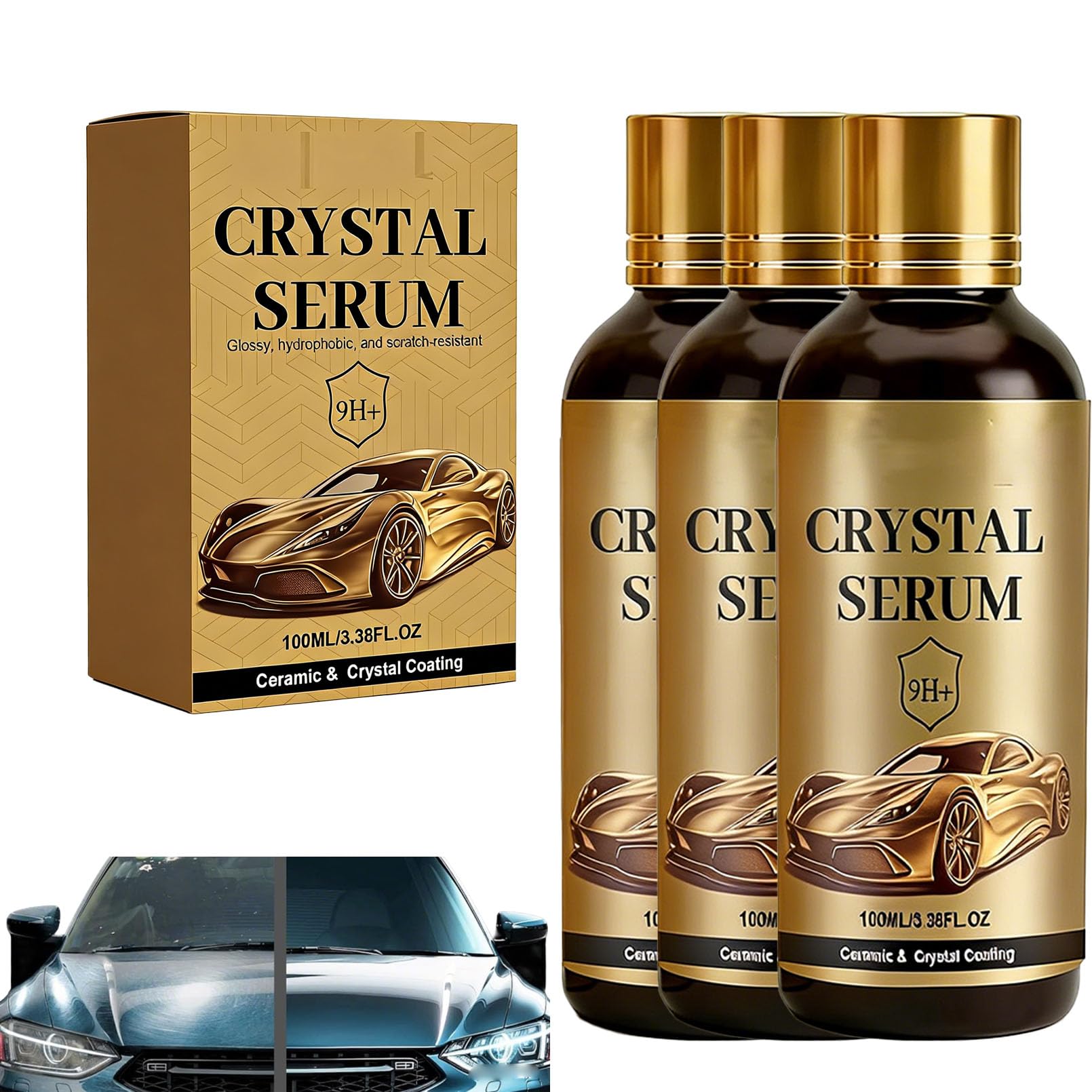 PTZ Crystal Serum, Graphene Ceramic Coating for Cars, 9H Hardness Spray Coatings, Crystal Gloss Auto Coating Liquid for Paint, Glass & Wheels, Easy DIY Car Detailing (1Pcs) — view 10
