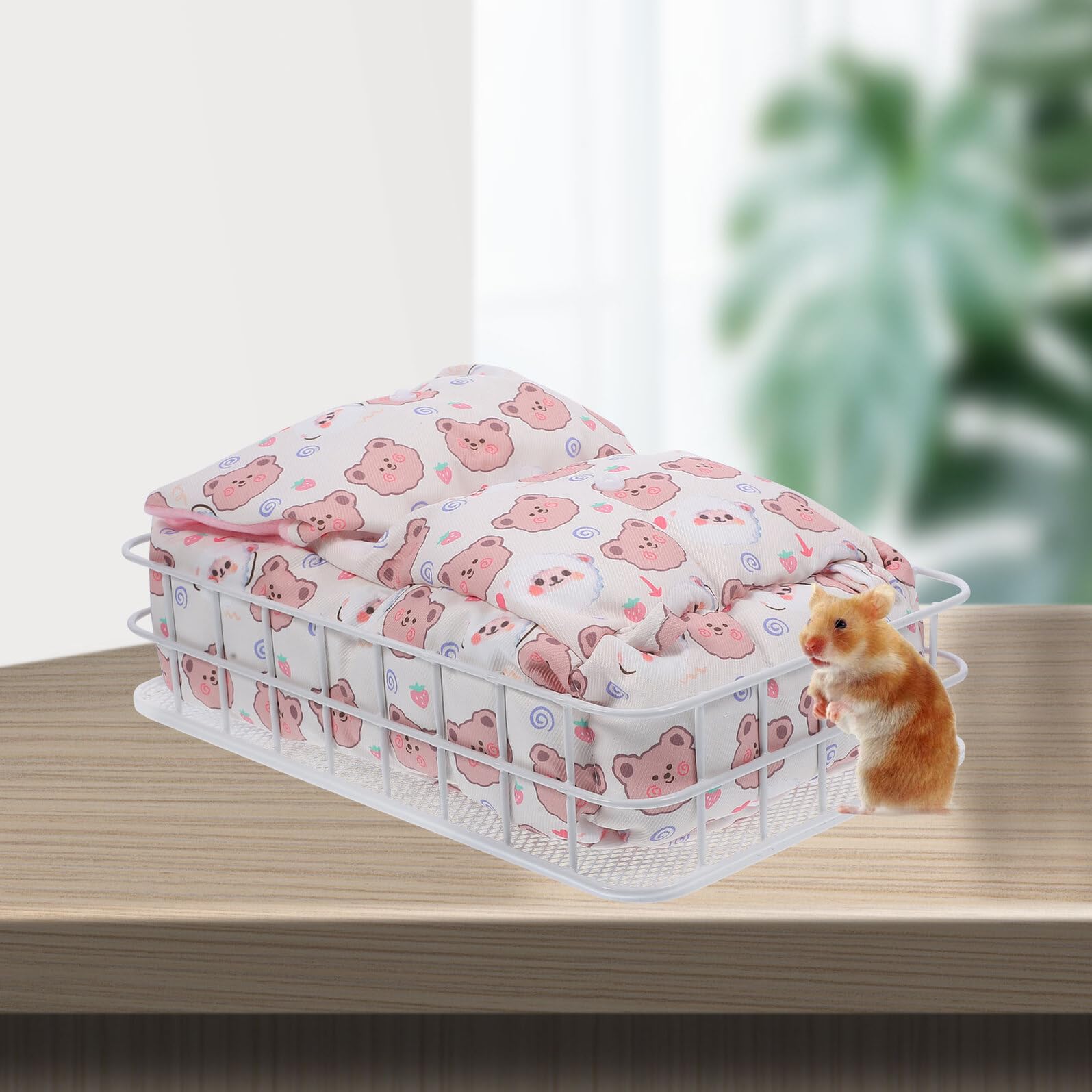 Artibetter Hamster Hängematte aus Metall mit Korb Warmes Hängebett für Meerschweinchen und Kleine Tiere Käfigzubehör für Winter Komfortables Haustierbett für Hamster und Ratten