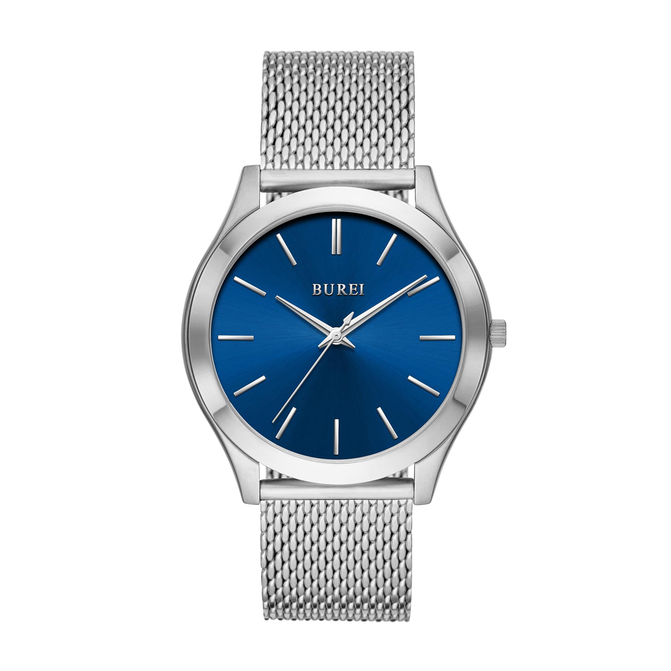 BUREI Men Watches Fashion Analog Stainless Steel Quartz Waterproof Watches,Gift for Men.
