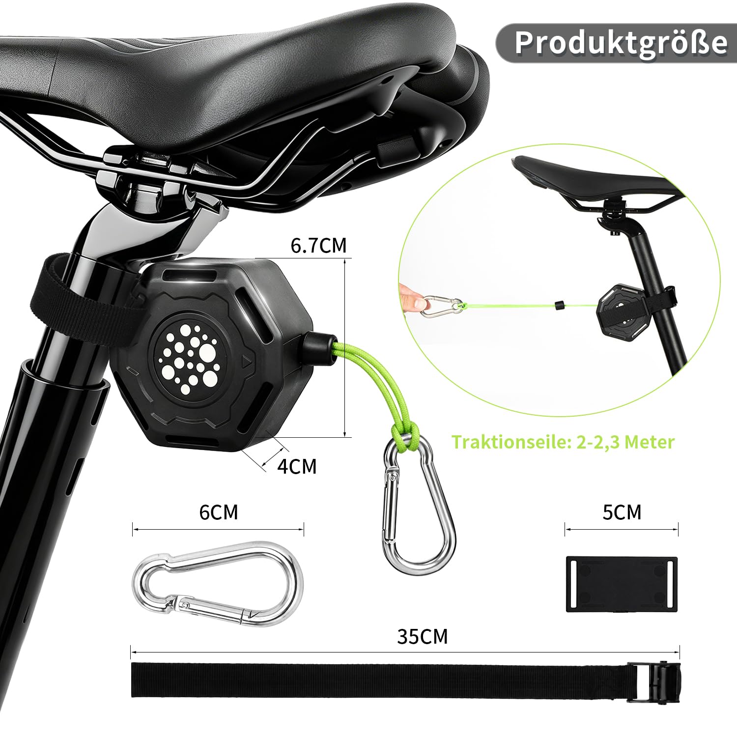 Rowerowy drążek do podciągania, chowana linka dla dzieci, pas linowy, nośność 100 kg, do rowerów, rowerów górskich