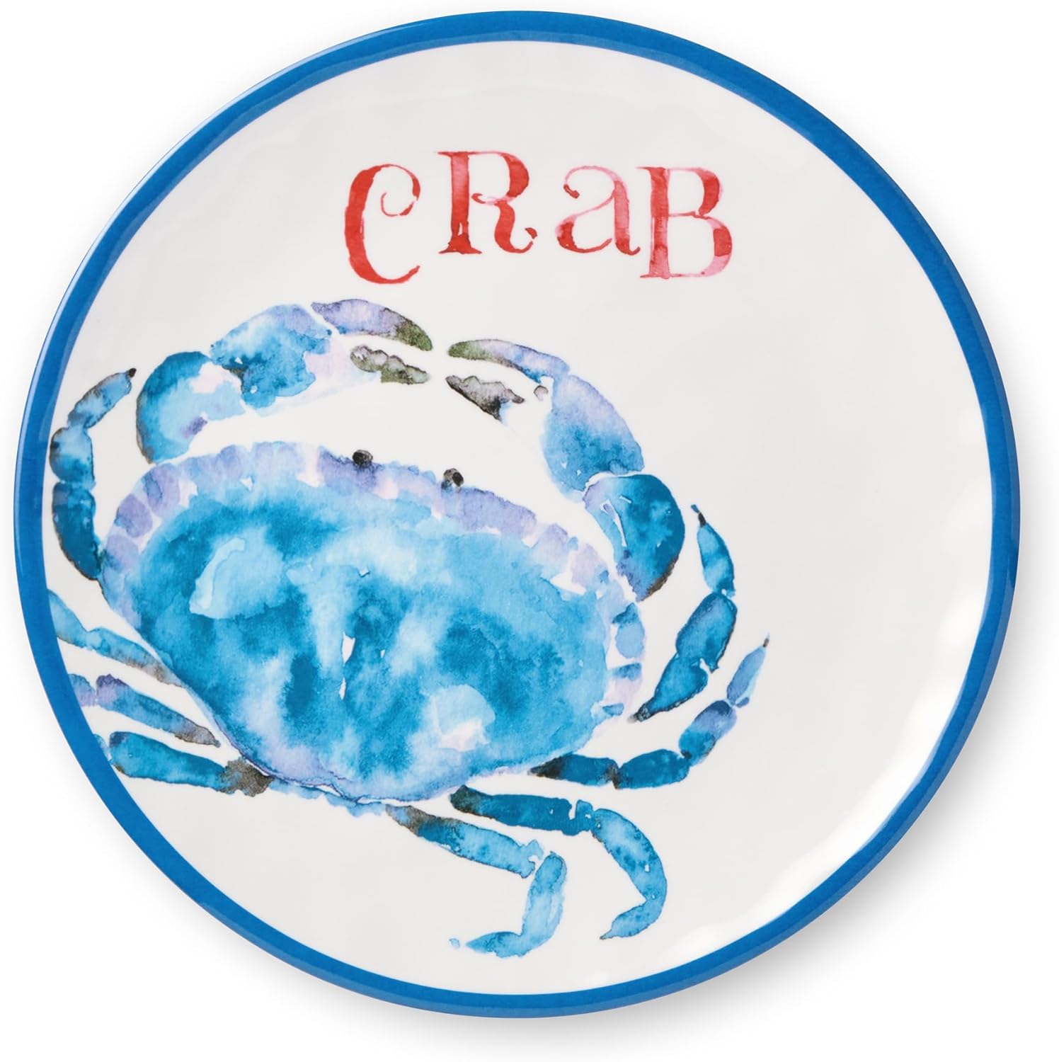 Beach House Crab 9-Inch Melamine Salad Plates – Set of 6, Coastal Charm, Durable, Lightweight & Dishwasher-Safe