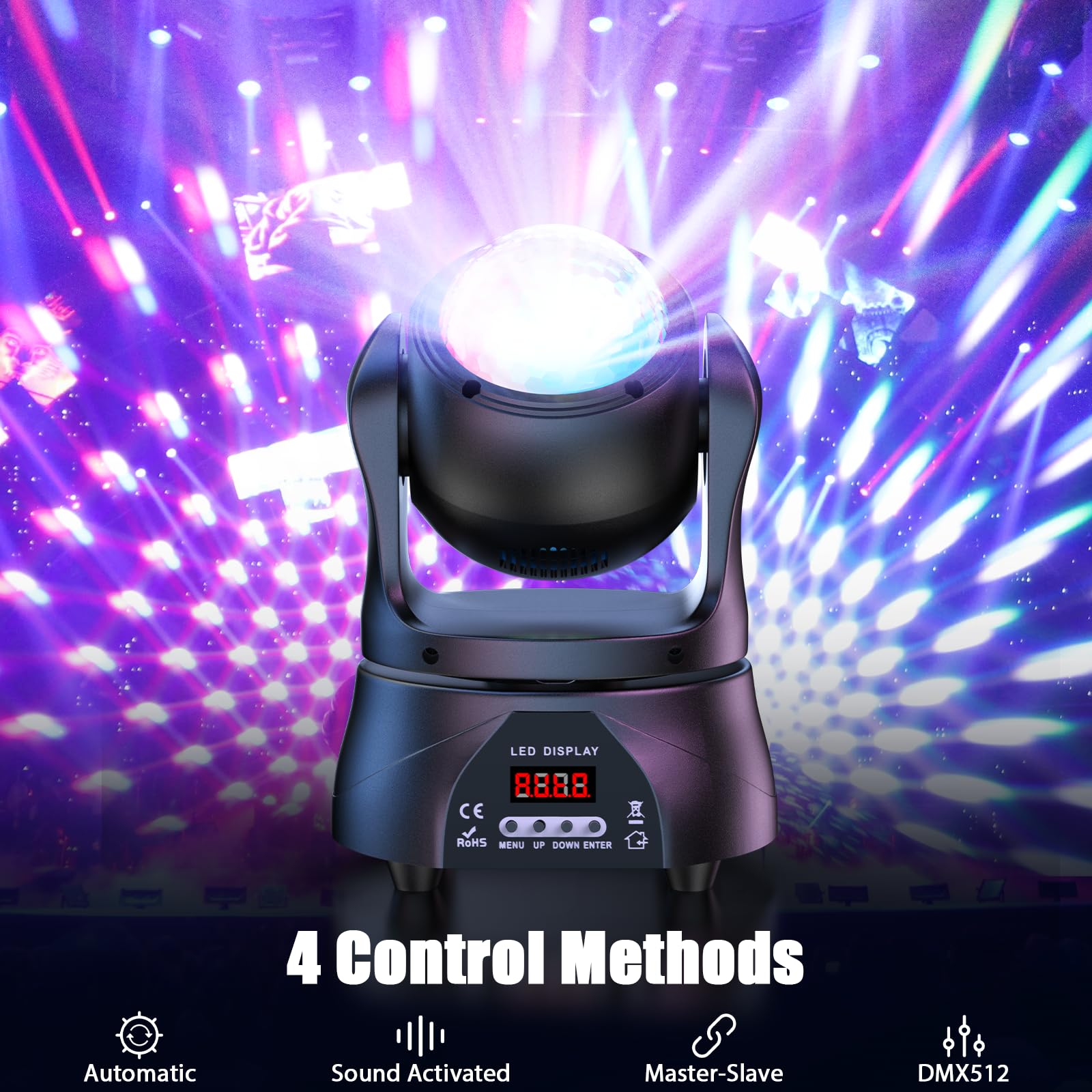 Discokugel, U`King Partylicht Mini Moving Head Bühnenlicht Party Lichter mit d-mx512 Control,RGBW für Party/Bar/Geburtstag/Hochzeit/Live Show/Halloween